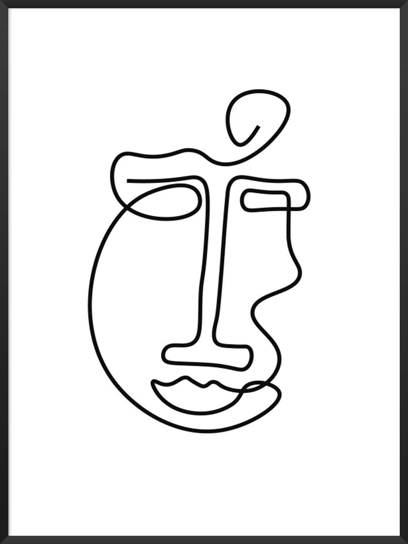 Abstract Face Line Art - アブストラクトフェイス ポスター
