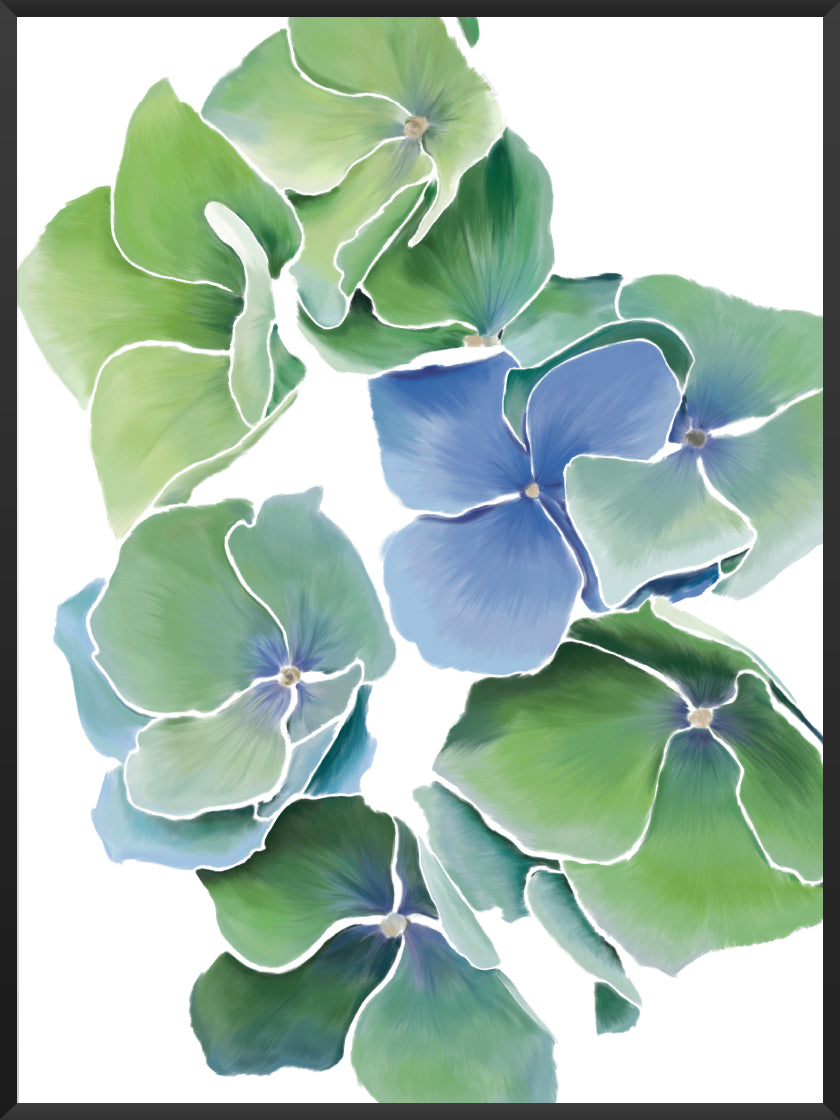 Blue Hydrangea - ブルー紫陽花 ポスター
