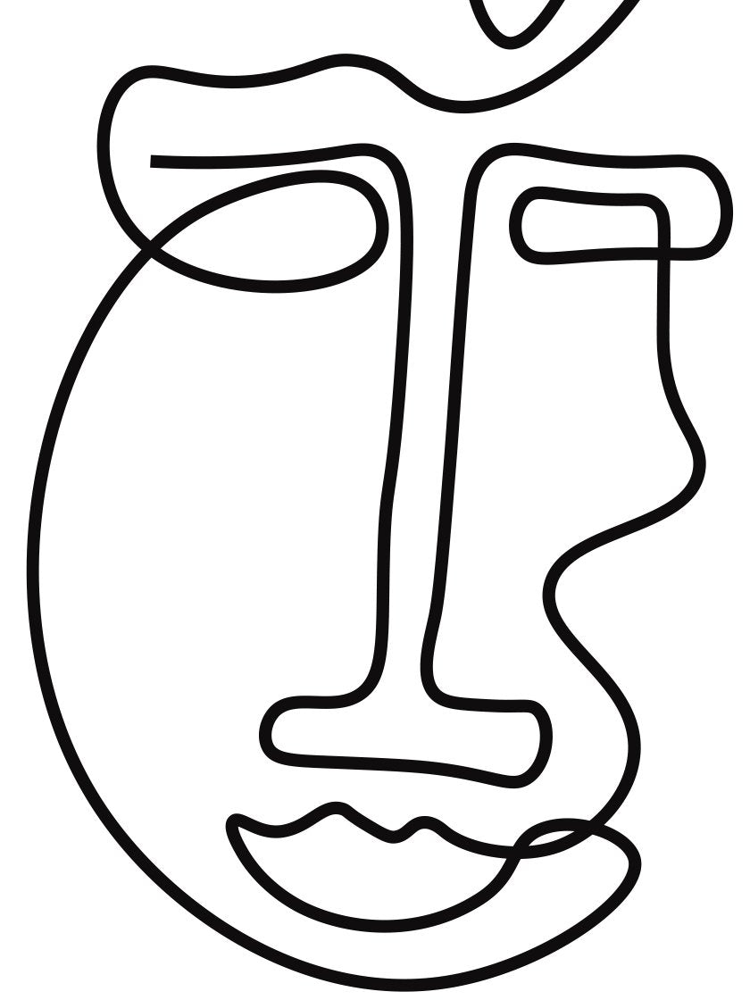 Abstract Face Line Art - アブストラクトフェイス ポスター