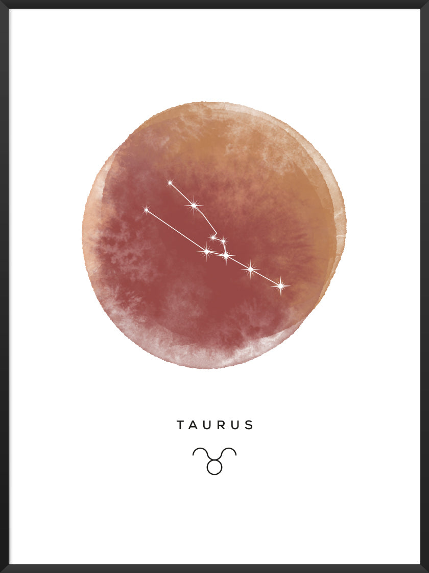 Taurus Watercolour 牡牛座 - 牡牛座 水彩 星座ポスター
