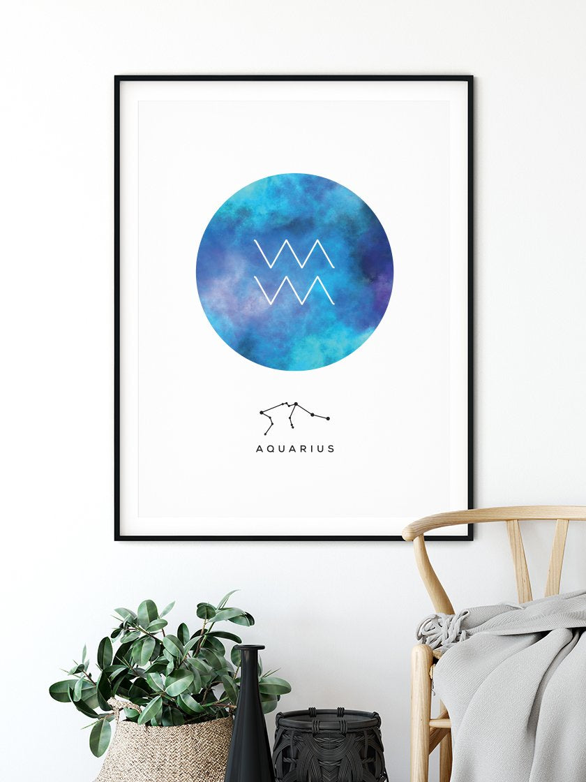 Aquarius 水瓶座 - 水瓶座 星座ポスター