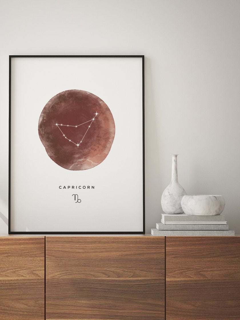 Capricorn Watercolour 山羊座 - 山羊座 水彩 星座ポスター