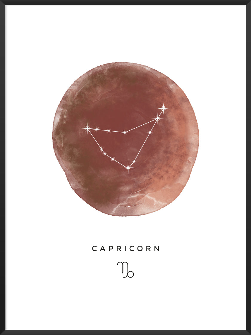 Capricorn Watercolour 山羊座 - 山羊座 水彩 星座ポスター