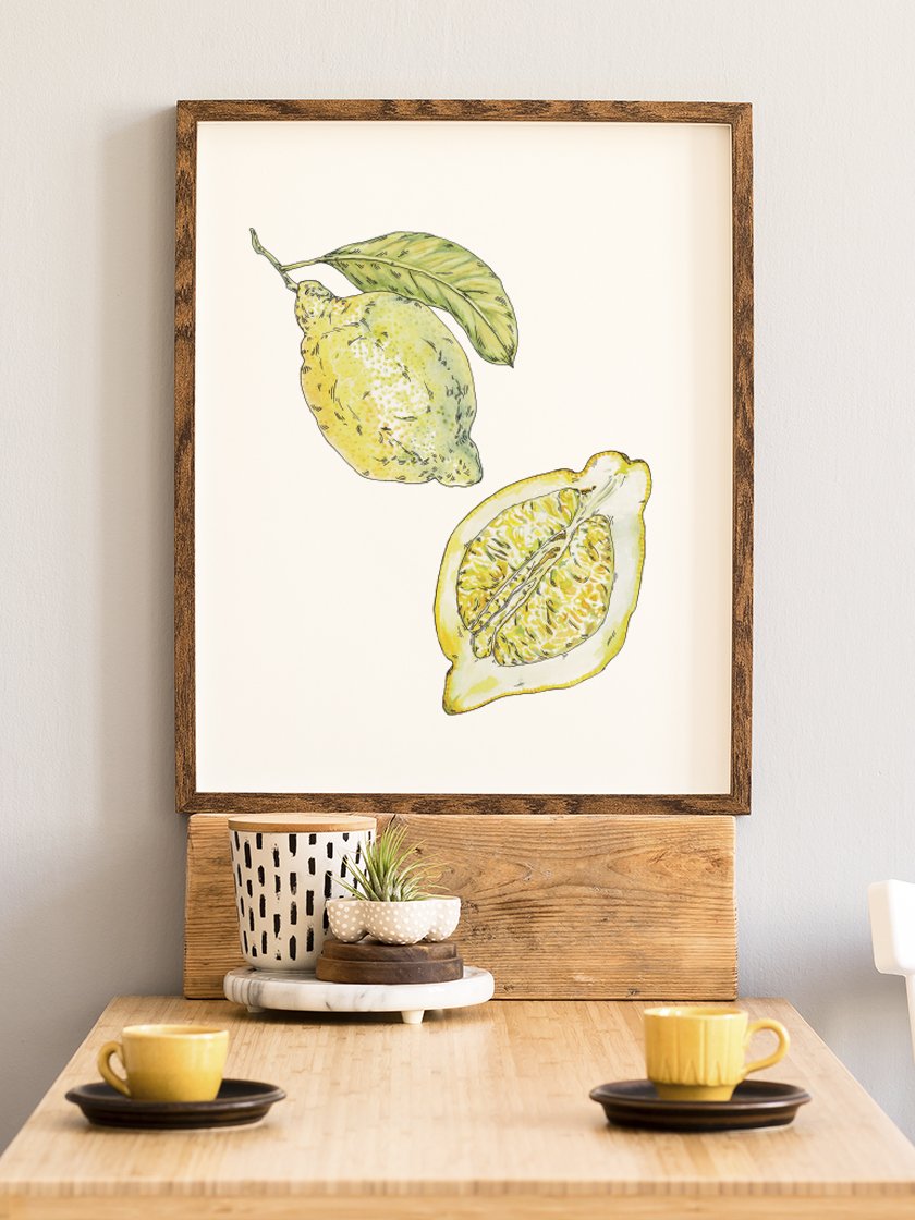 Hand Painted Vintage Lemon - ヴィンテージレモン ポスター