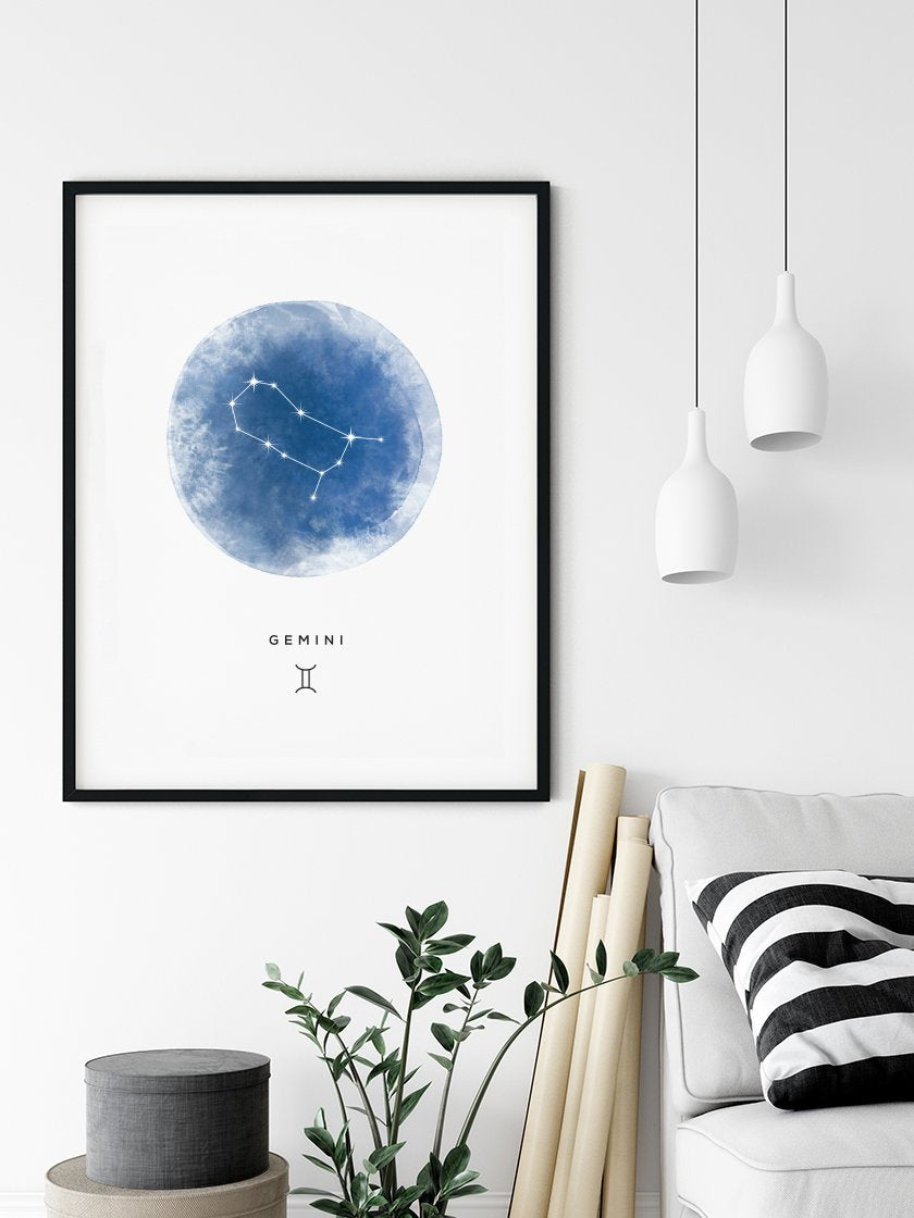 Gemini Watercolour 双子座 - 双子座 水彩 星座ポスター