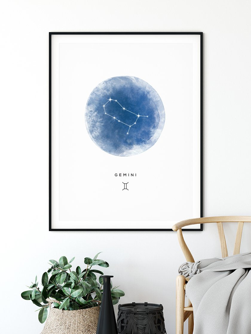 Gemini Watercolour 双子座 - 双子座 水彩 星座ポスター