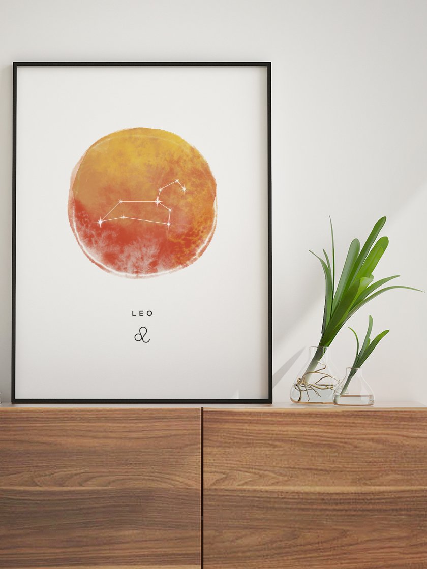 Leo Watercolour 獅子座 - 獅子座 水彩 星座ポスター