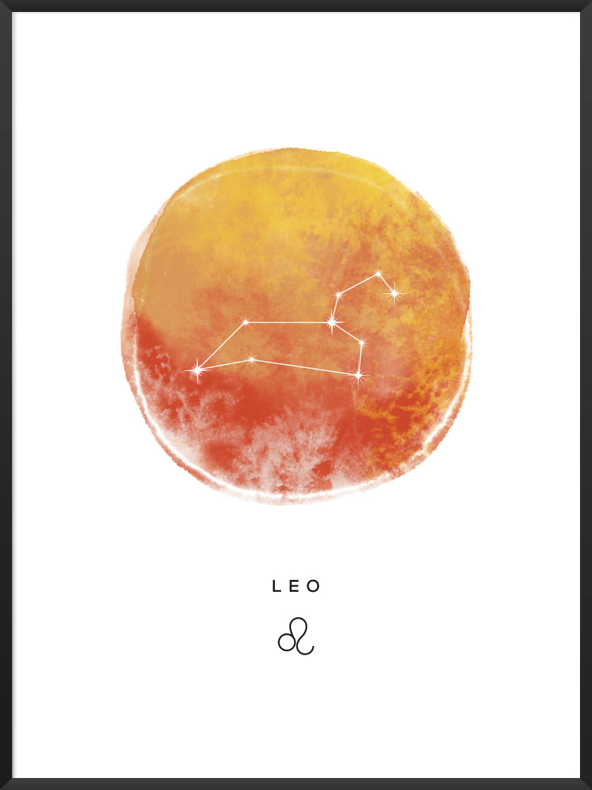 Leo Watercolour 獅子座 - 獅子座 水彩 星座ポスター