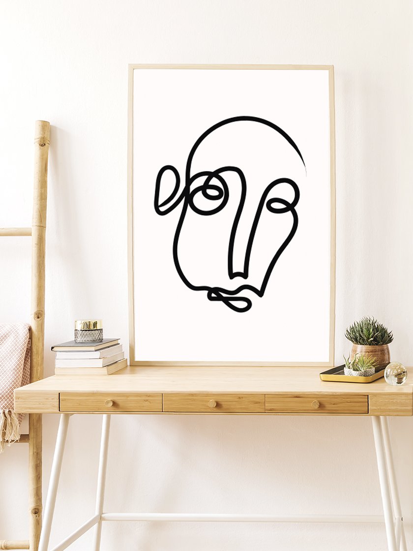 One Line Art Face - 一筆書きの顔 ポスター