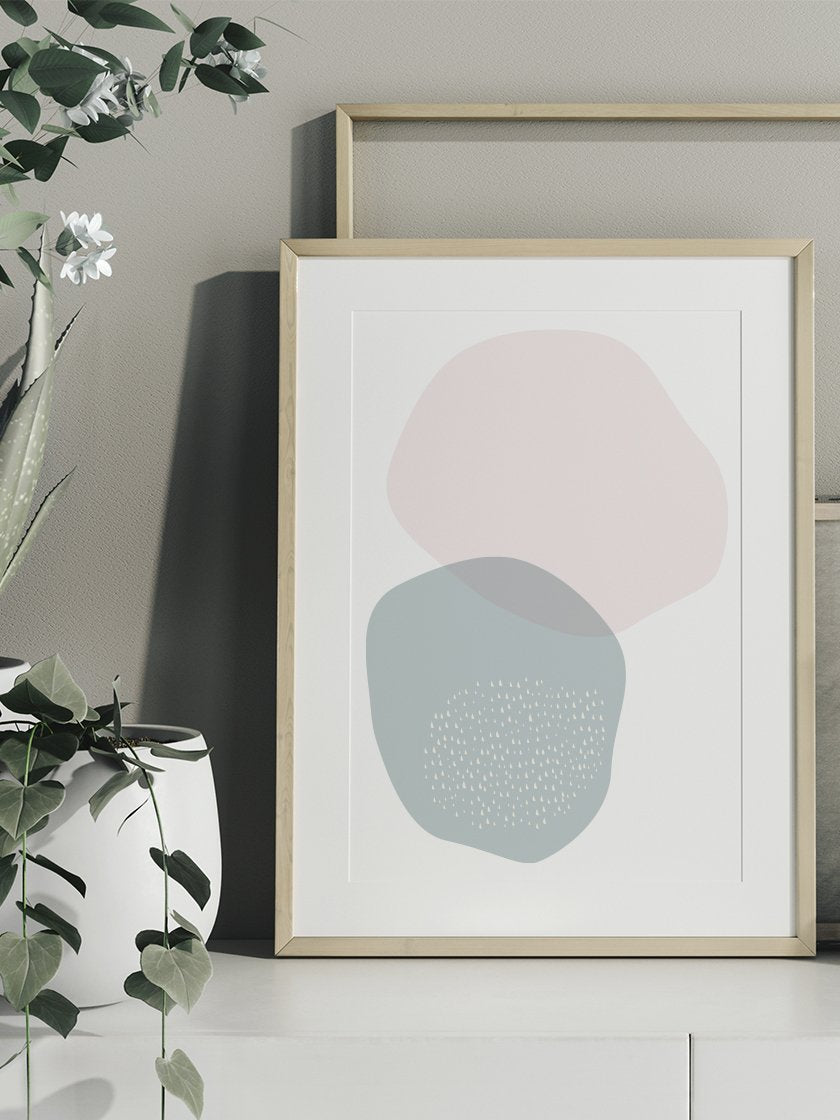 Blue and Pink Circle Pastel Shapes - ブルーとピンク パステルサークルシェイプス ポスター