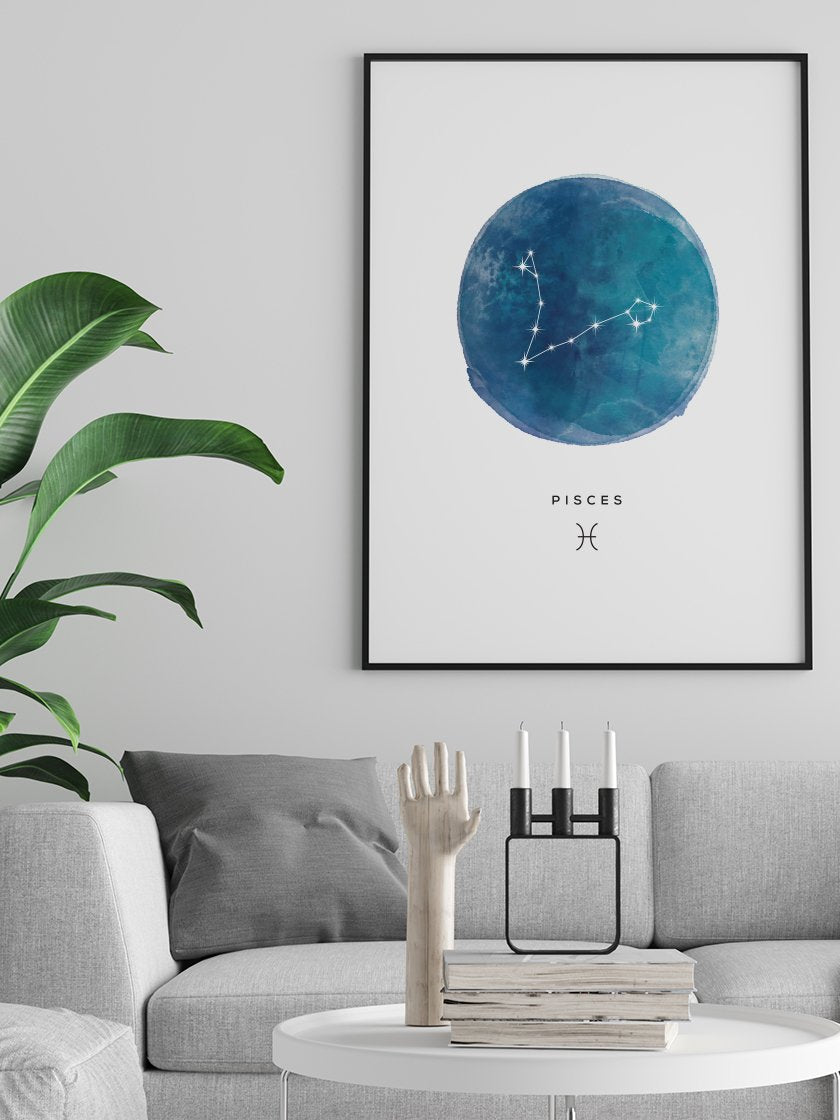 Pisces Watercolour 魚座 - 魚座 水彩 星座ポスター