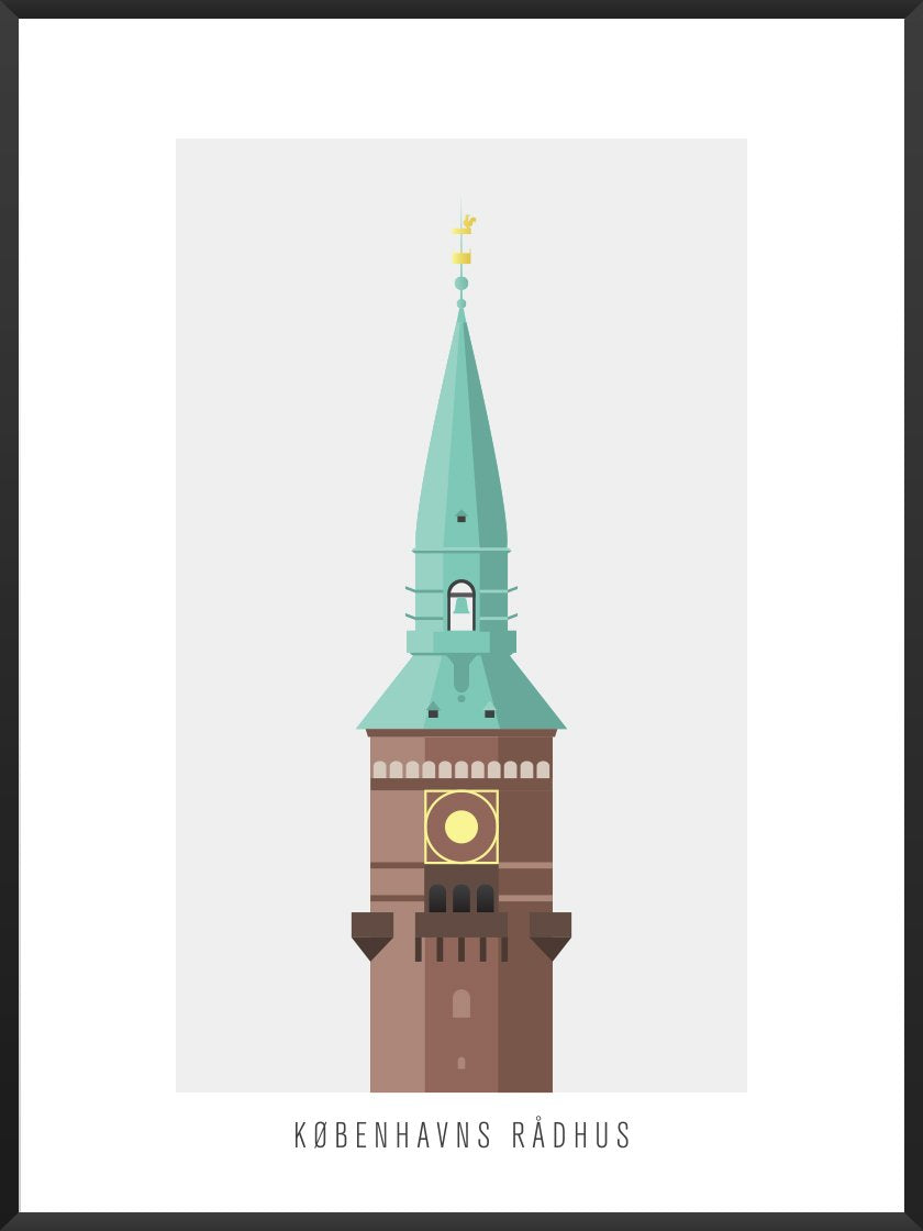 Københavns Rådhus - コペンハーゲン市役所 コペンハーゲンタワー ポスター