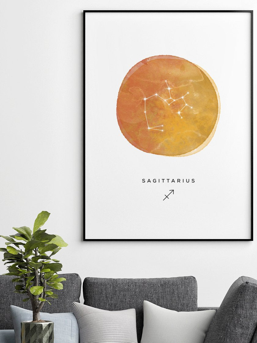 Sagittarius Watercolour 射手座 - 射手座 水彩 星座ポスター