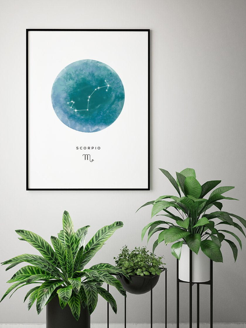 Scorpio Watercolour 蠍座 -蠍座 水彩 星座ポスター