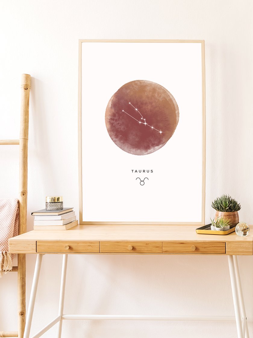 Taurus Watercolour 牡牛座 - 牡牛座 水彩 星座ポスター