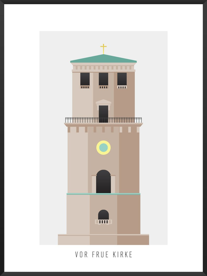Vor Frue Kirke - 聖母教会 コペンハーゲンタワー ポスター