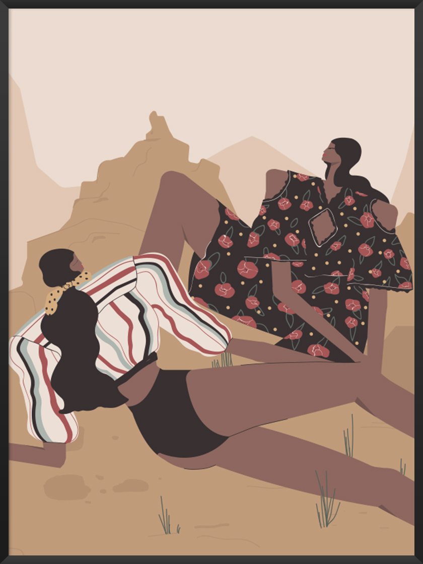 Girls, Picnic in the Desert - 女の子と砂漠のピクニック ポスター