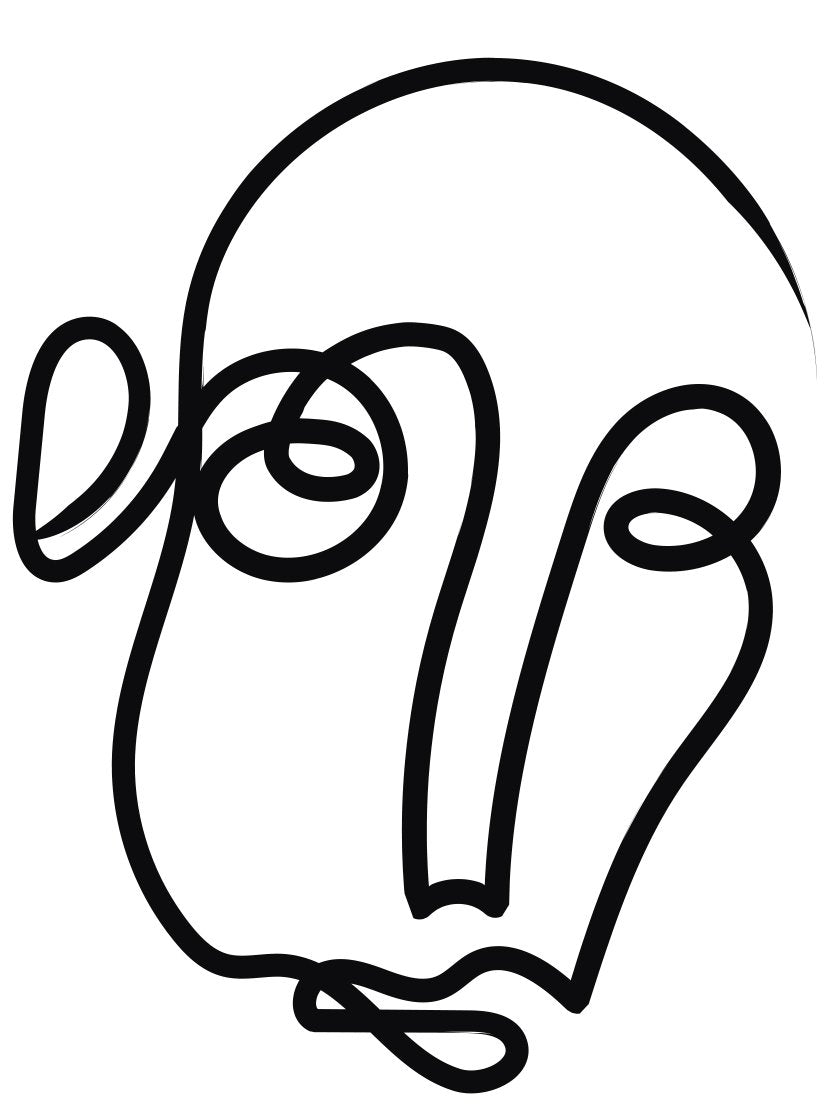 One Line Art Face - 一筆書きの顔 ポスター