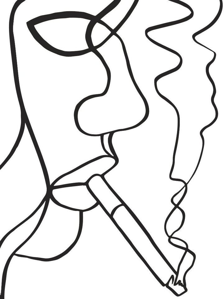 Smoking Woman Line Art - スモーキングウーマンの横顔 ポスター