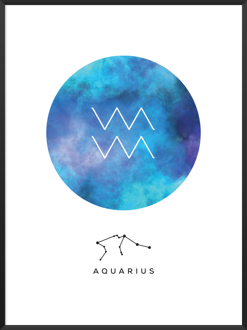 Aquarius 水瓶座 - 水瓶座 星座ポスター