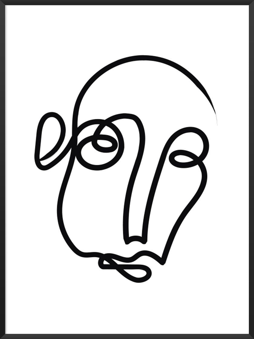 One Line Art Face - 一筆書きの顔 ポスター