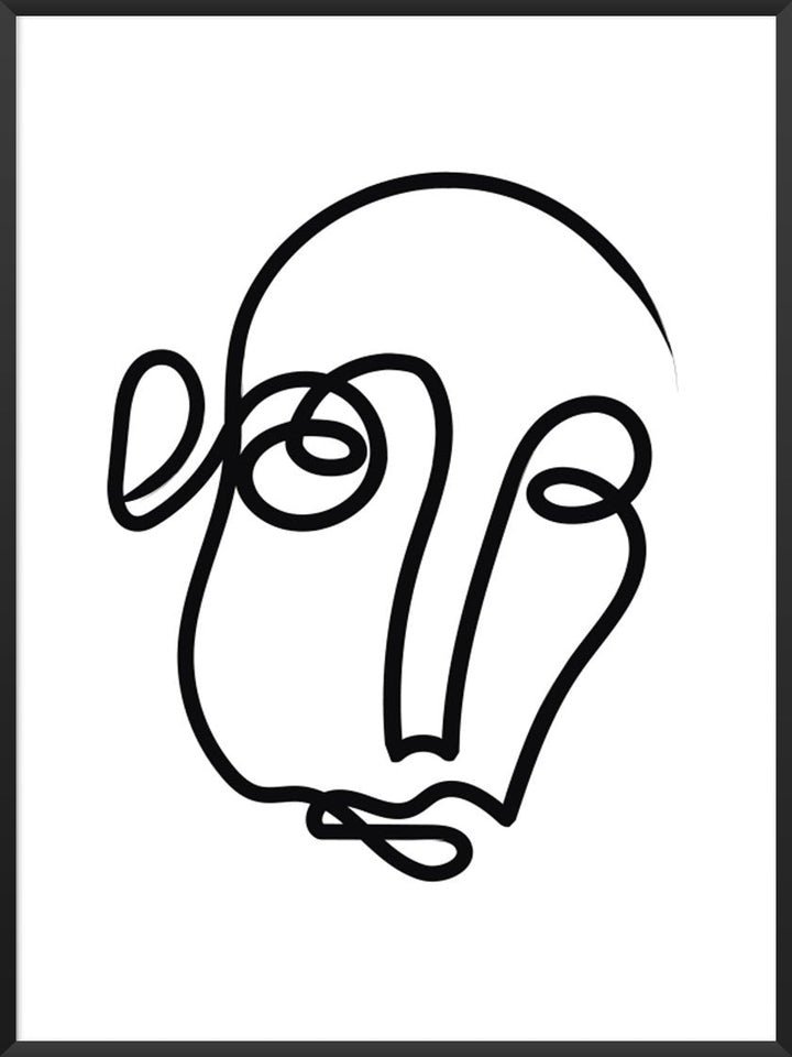 One Line Art Face - 一筆書きの顔 ポスター