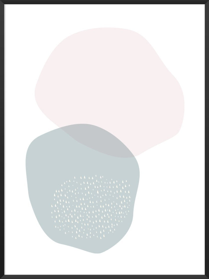 Blue and Pink Circle Pastel Shapes - ブルーとピンク パステルサークルシェイプス ポスター