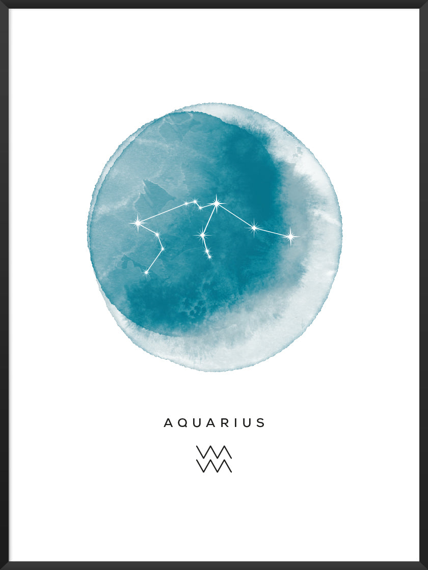 Aquarius Watercolour 水瓶座 - 水瓶座 水彩 星座ポスター