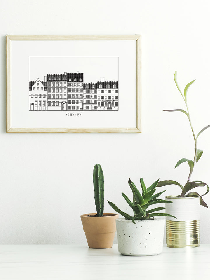 Nyhavn Outline - ニューハウン ペン画ポスター