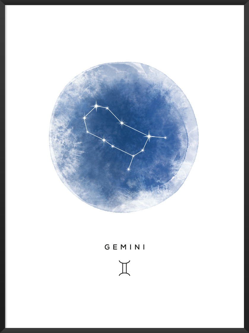 Gemini Watercolour 双子座 - 双子座 水彩 星座ポスター