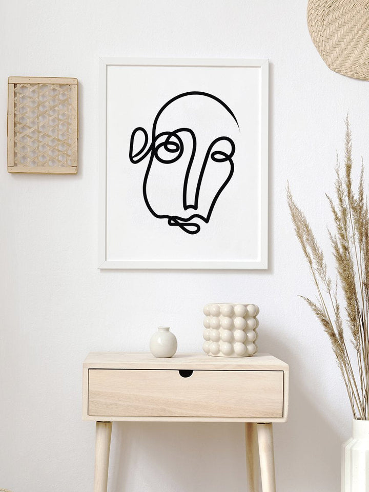 One Line Art Face - 一筆書きの顔 ポスター