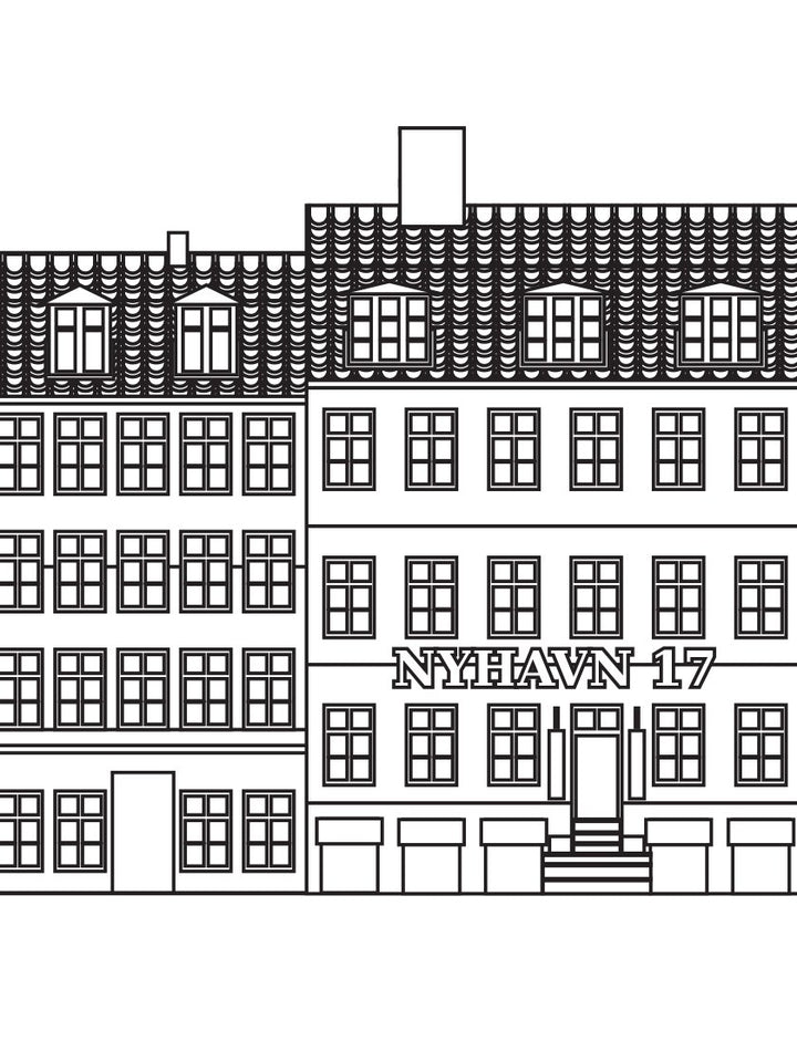 Nyhavn Outline - ニューハウン ペン画ポスター