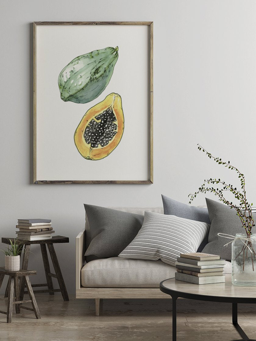 Hand Painted Vintage Botanical Papaya - ヴィンテージパパイヤ ポスター