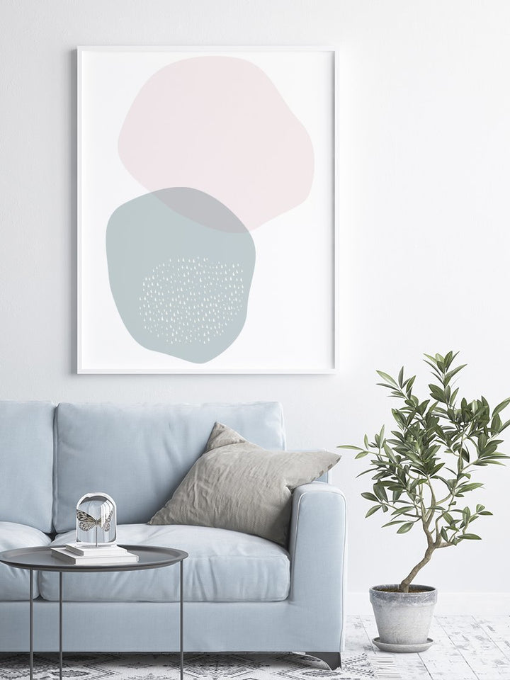 Blue and Pink Circle Pastel Shapes - ブルーとピンク パステルサークルシェイプス ポスター