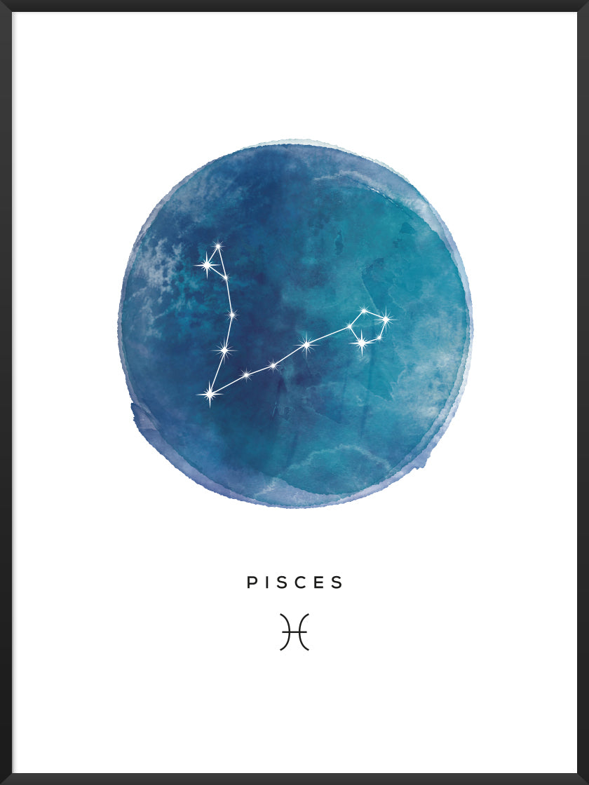 Pisces Watercolour 魚座 - 魚座 水彩 星座ポスター