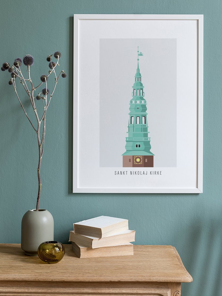 Sankt Nikolaj Kirke - 聖ニコラス教会 コペンハーゲンタワー ポスター