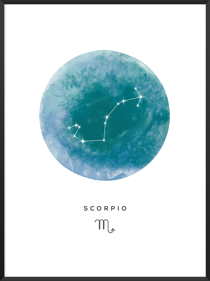 Scorpio Watercolour 蠍座 -蠍座 水彩 星座ポスター