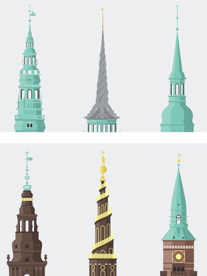 6 Towers of Copenhagen - コペンハーゲン6タワー ポスター