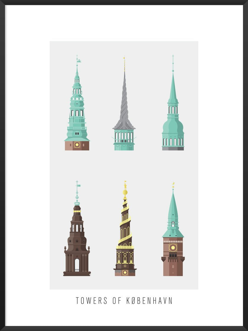 6 Towers of Copenhagen - コペンハーゲン6タワー ポスター